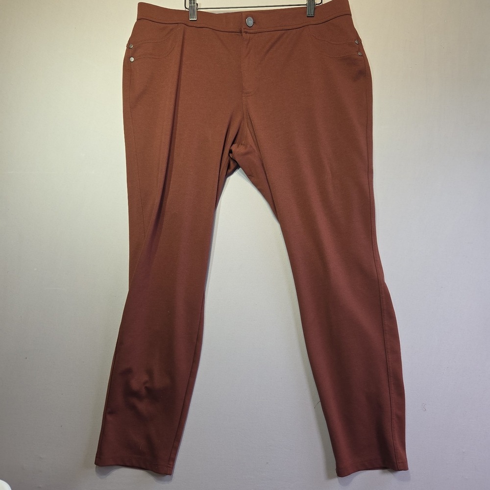 Simply Vera Vera Wang XXL Skinny Pants Womens Rust Brown Stretch Knit Pull On Lo